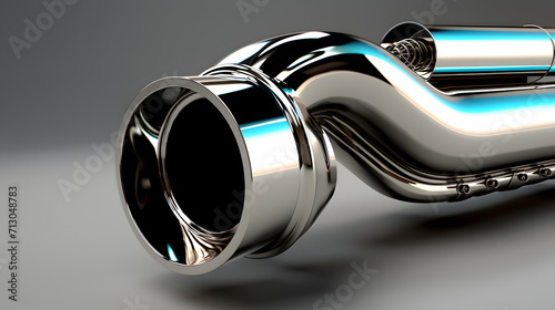 Car polished exhaust pipe 3D photo