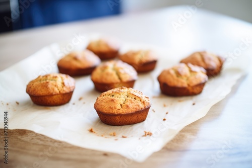 mini banana bread loaves on parchment paper