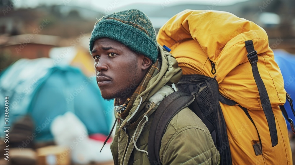 Portrait of a dedicated humanitarian worker providing aid in a crisis-stricken area Portrait of a dedicated humanitarian worker providing aid in a crisis-stricken area