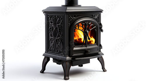 Cast iron moveable wood stove 3D isolated on white background