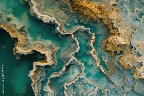 Aerial View of Abstract Natural Patterns on a Lake. © Straxer
