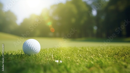 Putting Green Tranquility: Golf Ball Ready for Play, Generative AI