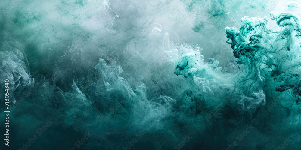 A misty mist of emerald green pigment suspended in a clear gel, presenting a translucent and captivating aqueous composition