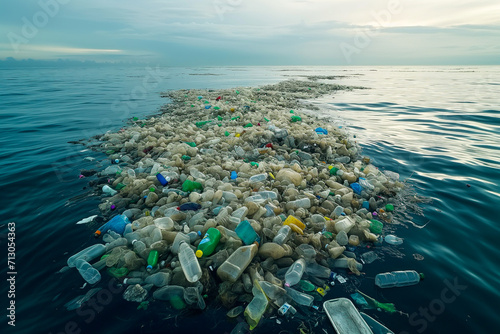 Plastic waste in the sea off the coast