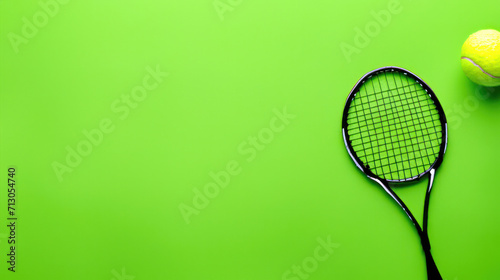 tennis racket and ball on grass © pankajsingh