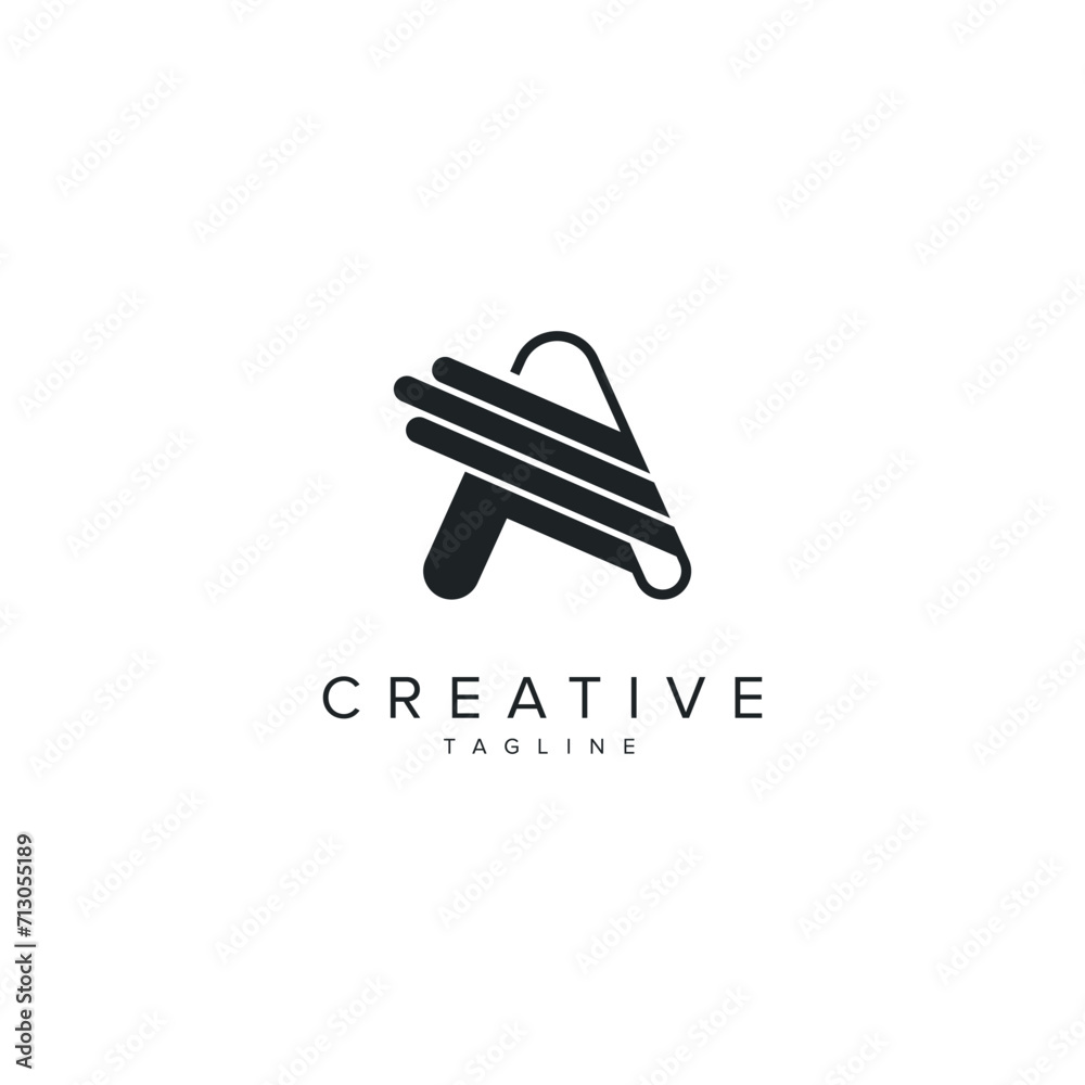 Alphabet A letter modern style line logo element vector.