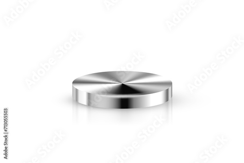 3D metal cylinder, stainless steel podium or pillar, silver pipe platform with low level