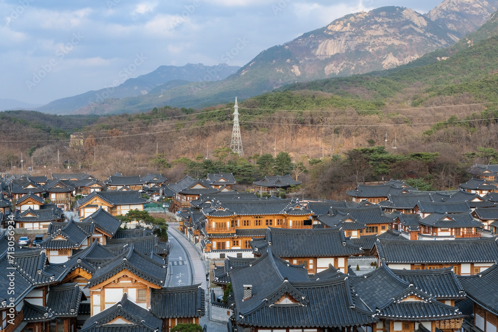 韓国の伝統家屋が並ぶ恩平韓屋村