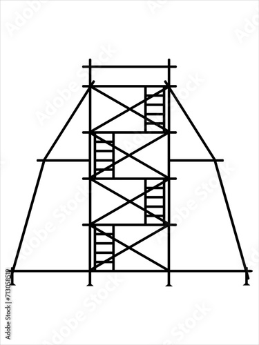 scaffold, isolated, background, construction, white