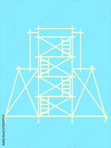 scaffold, isolated, background, construction, white