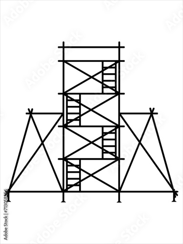 scaffold, isolated, background, construction, white