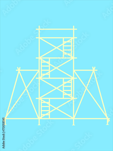 scaffold, isolated, background, construction, white