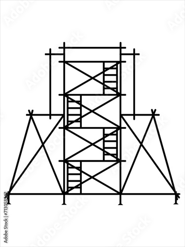 scaffold, isolated, background, construction, white