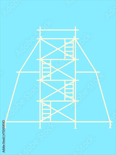 scaffold, isolated, background, construction, white