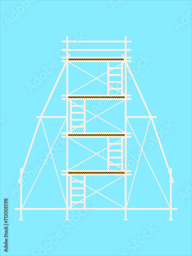 scaffold, isolated, background, construction, white