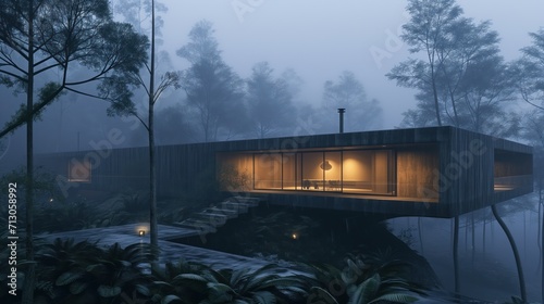 concept modern hause, minimalistic home, black Architectural Design