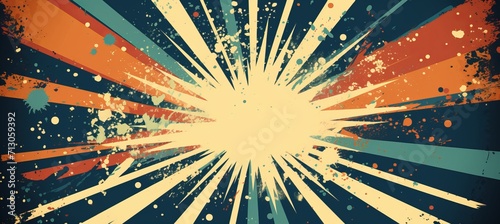Vintage retro sunburst banner background with colorful grunge sunbursts and distressed texture
