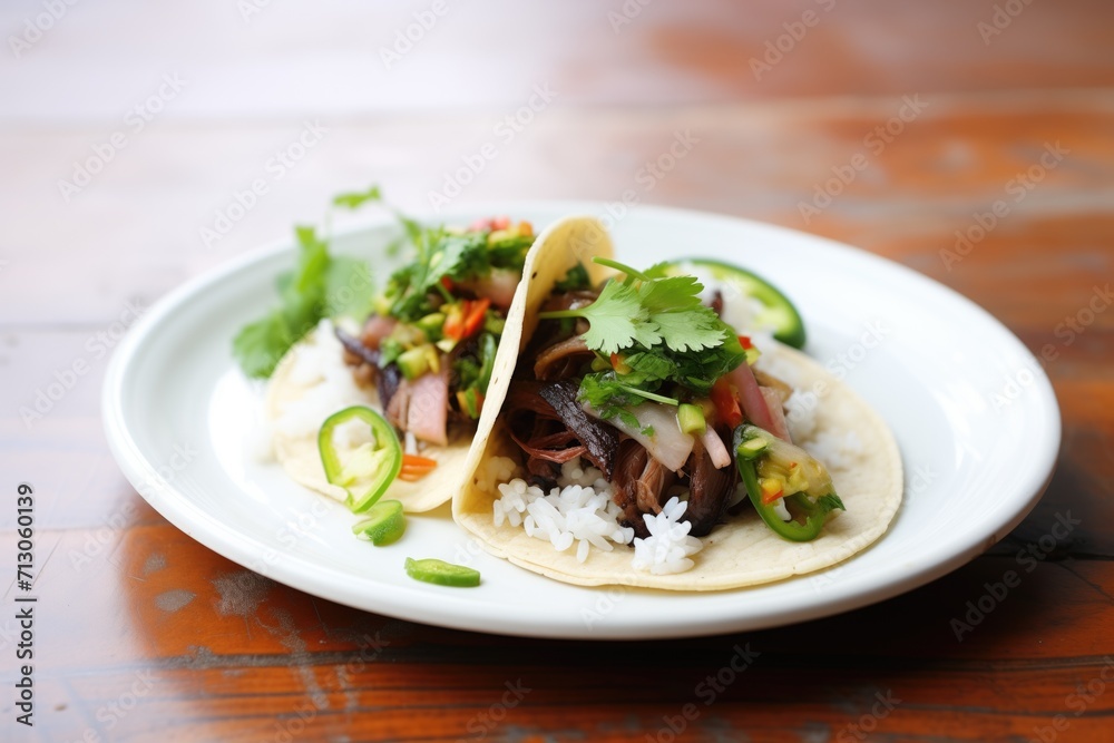 mole poblano taco with fresh cilantro