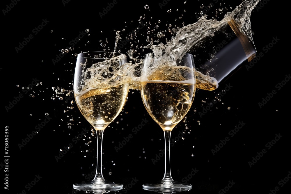 Festive new years champagne toast for celebration - perfect for greeting cards and invitations Festive new years champagne toast for celebration - perfect for greeting cards and invitations