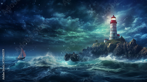 lighthouse in the sea high definition photographic creative image