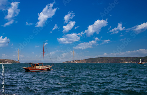 Yavuz Sultan Selim Bridge in Istanbul. Third Bosphorus Bridge. TURKEY. Bridge is located between Garipce in Sariyer on the European side and Poyrazkoy in Beykoz on the Asian side. photo