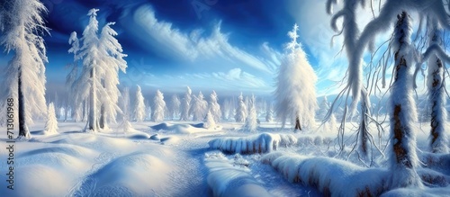 Winter Elegance: A stunning young woman in a white dress gracing the serene beauty of a snowy field