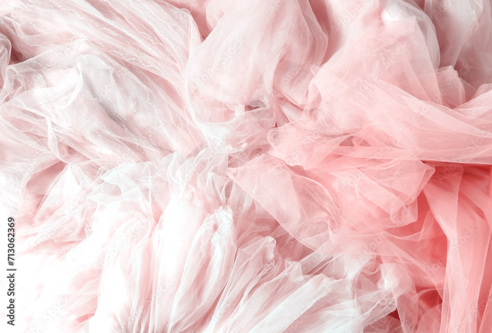 Top view abstract background of crumpled chiffon.