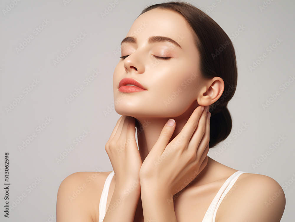 Cropped shot of a young woman touching her him with her hands