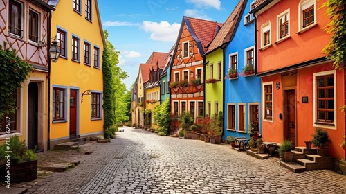 Delightful European town with picturesque cobblestone streets. Quaint village, historic cobblestone pathways, old-world allure. Generated by AI.