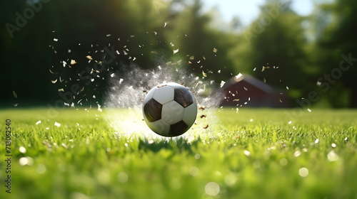 Soccer ball on lawn