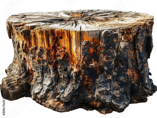 Stump Log Isolated on Transparent or White Background, PNG