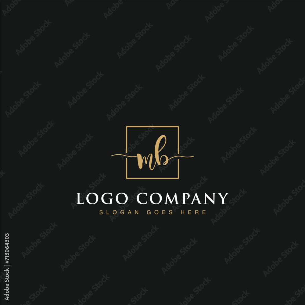 Luxurious minimalist elegant sophisticated Initials letters MB linked inside square line box vector logo designs inspirations in gold colors for brand, hotel, boutique, jewelry, restaurant or company Luxurious minimalist elegant sophisticated Initials letters MB linked inside square line box vector logo designs inspirations in gold colors for brand, hotel, boutique, jewelry, restaurant or company