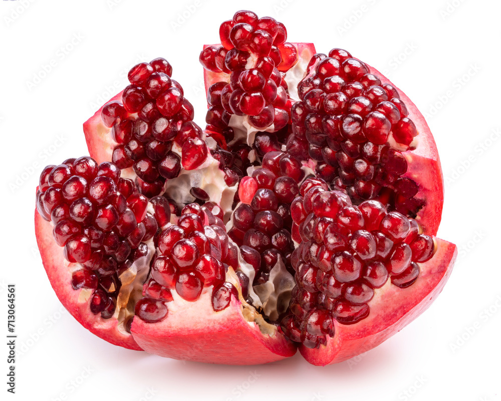 Pomegranate on white background, Pomegranate with slices isolate on white with clipping path. Pomegranate on white background, Pomegranate with slices isolate on white with clipping path.