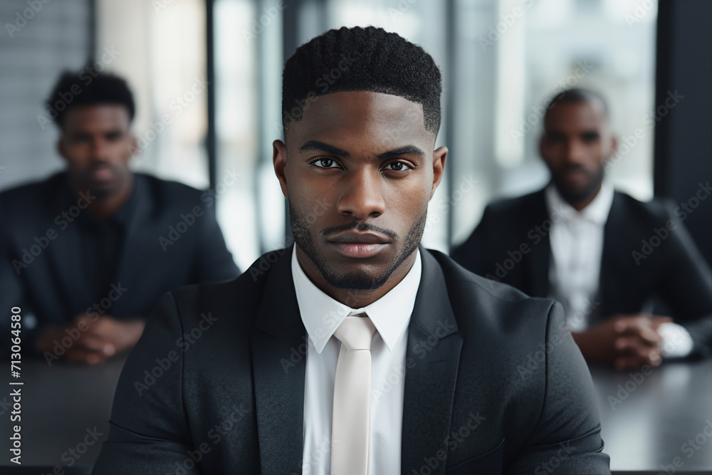 Fototapeta premium Business people having office meeting successful coworkers company building Generative AI
