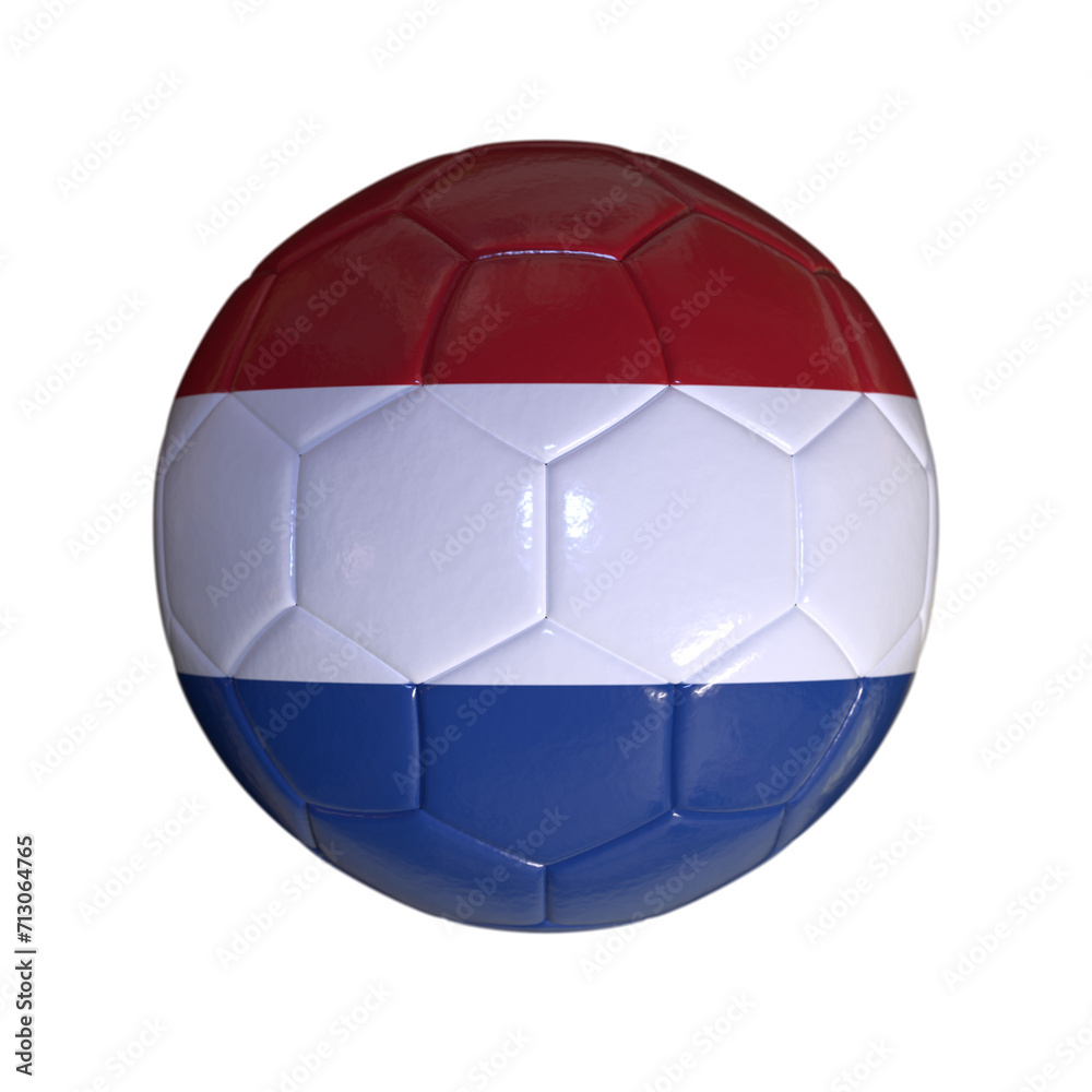 Flag Of Netherlands On Soccer Ball And Transparent Background