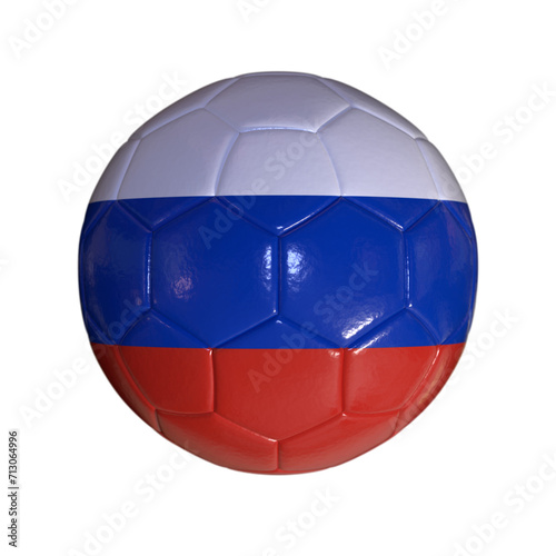 Flag Of Russia On Soccer Ball And Transparent Background