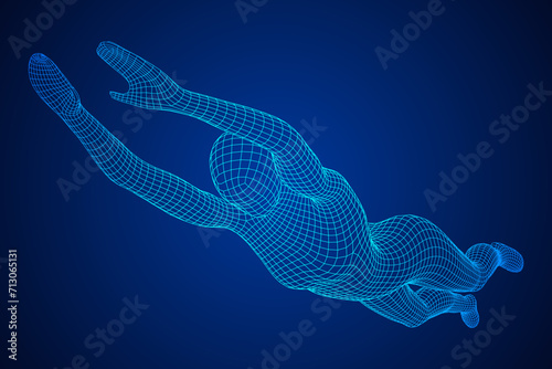 Woman human body jumping diving