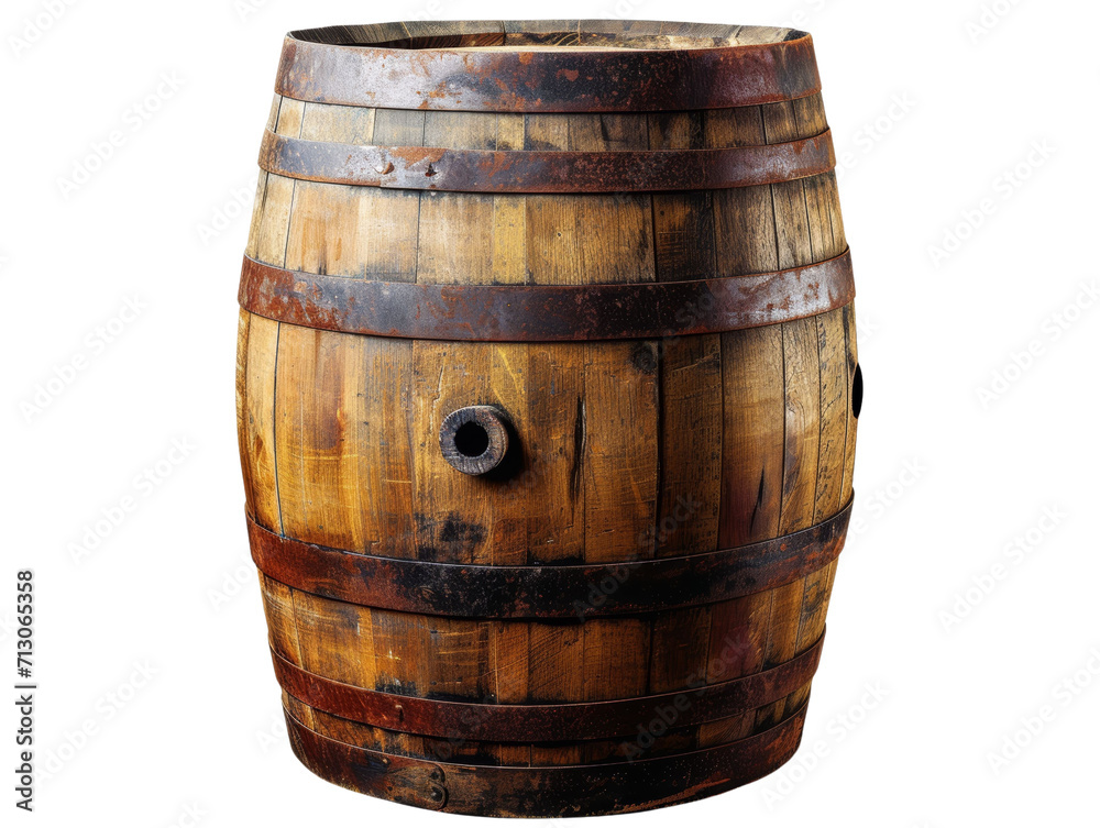 Fototapeta premium Wine Barrel Isolated on Transparent or White Background, PNG