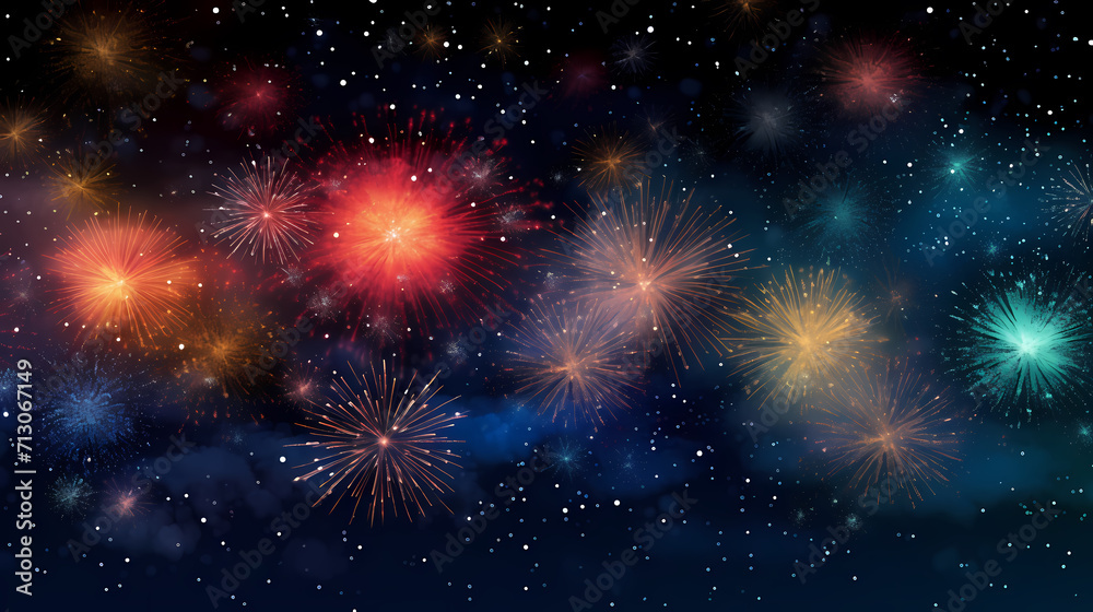 Happy New Year, burning fireworks with bokeh light background Happy New Year, burning fireworks with bokeh light background