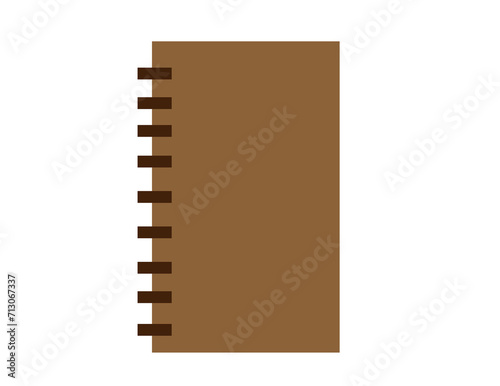 brown spiral notebook on a white background