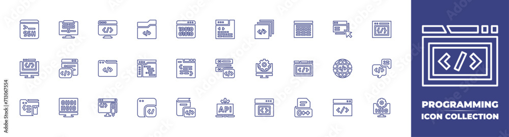 Vecteur Stock Programming line icon collection. Editable stroke. Vector ...