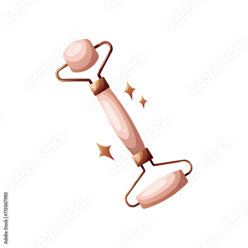 Jade roller for gua sha massage. Beauty, skin care, body care, treatment, massaging concept. Isolated vector illustration.