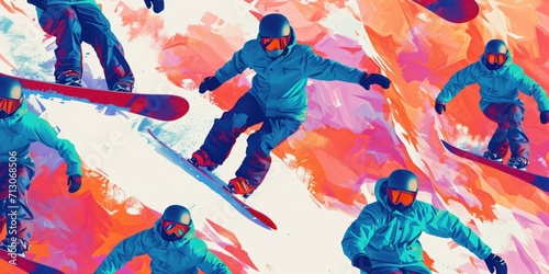 A man riding a snowboard down a snow-covered slope. Perfect for winter sports enthusiasts or travel brochures promoting snowy destinations