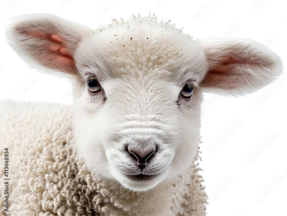 Obraz premium Lamb Front View Isolated on Transparent or White Background, PNG