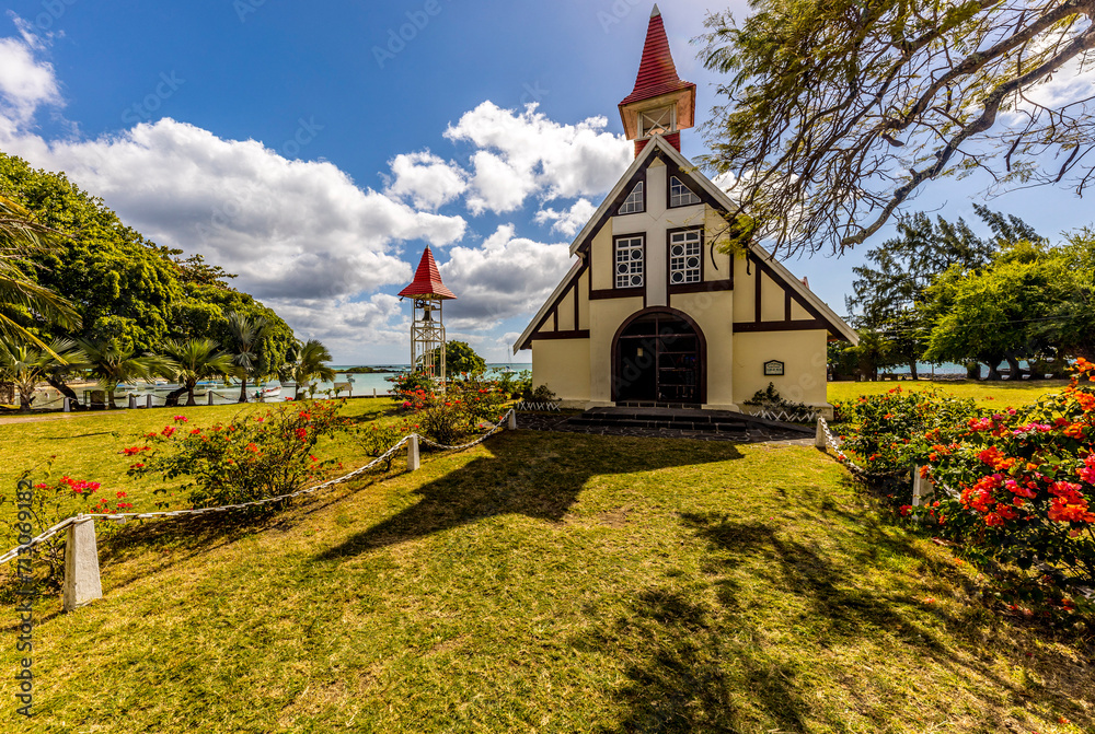 The beautiful Church Notre Dame Auxiliatrice at Mauritius Island, Indian Ocean, Africa