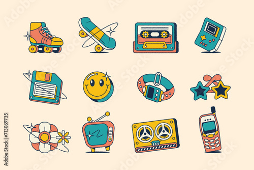 Doodle Retro Stuff Illustration Set