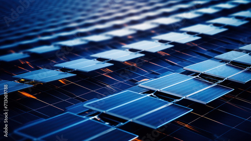 Close-up detail of solar panels with a blurred background