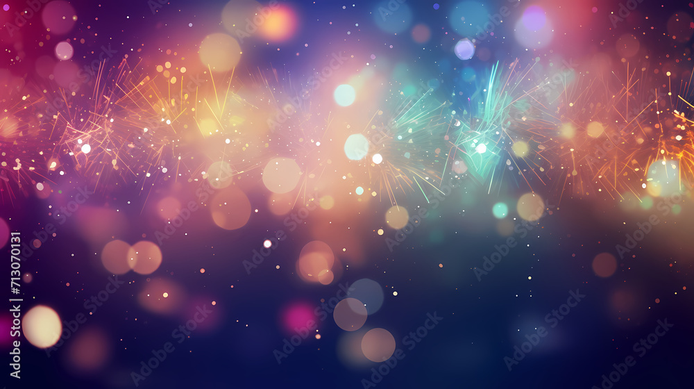 Fototapeta premium Happy New Year, burning fireworks with bokeh light background