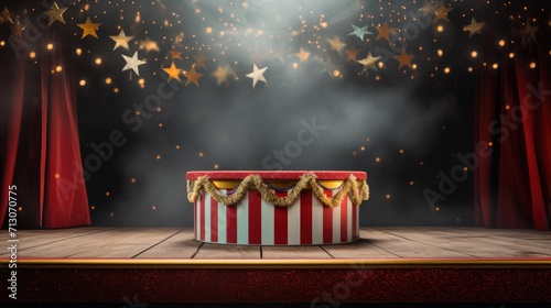 Circus mockup, product display podium, manege photo