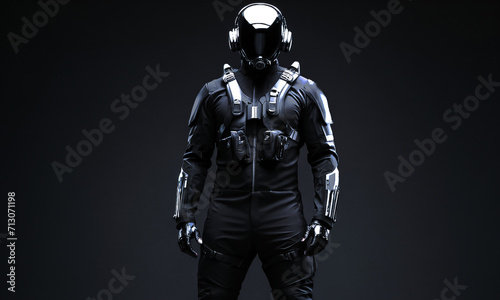 Sci-Fi Concept Art, Futuristic Soldier in Detailed Armor, Military, Futurism, Dark Aesthetics